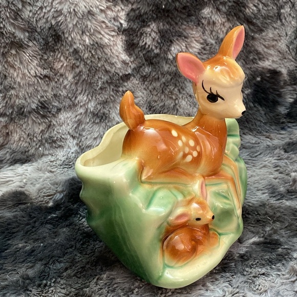 Vintage Deer Ceramic Planter - Green and Brown - Picture 3 of 16